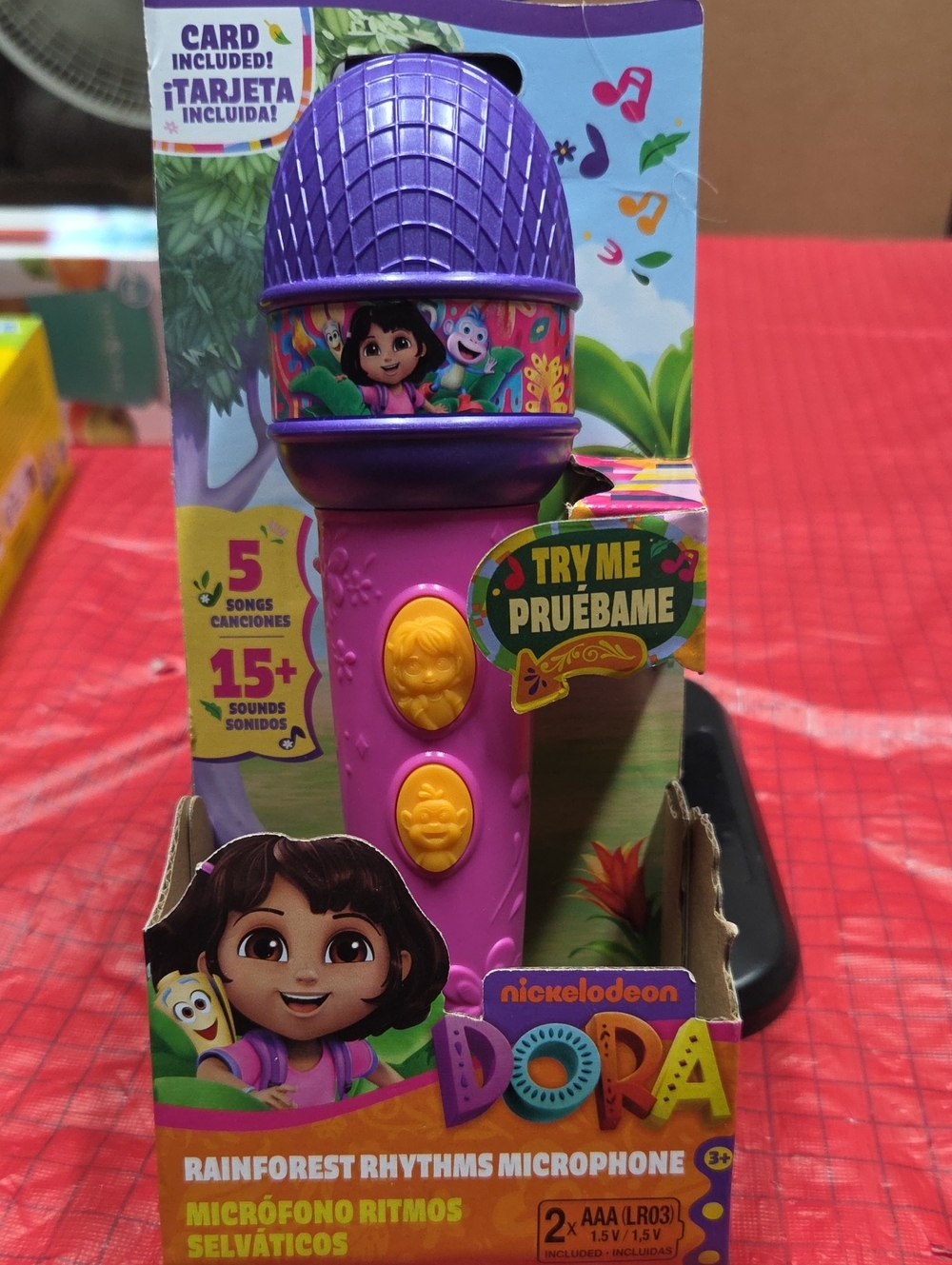 Nickelodeon Dora Pink and Purple Rainforest Microphone with Yellow Buttons -V396